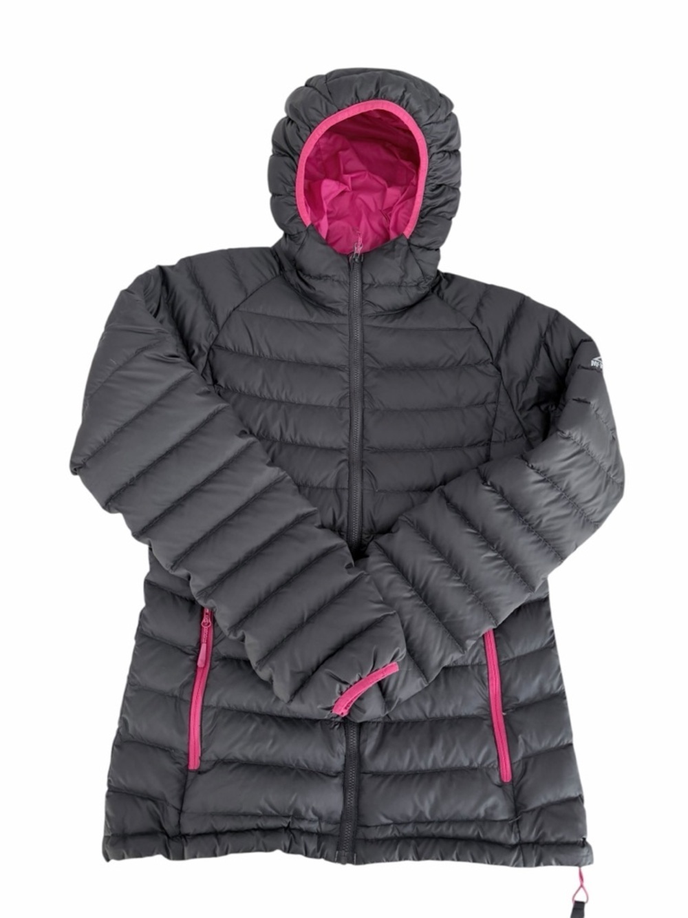 MCKINLEY Grey & Pink Hooded Puffer Jacket Lightweight Down Winter Coat xs